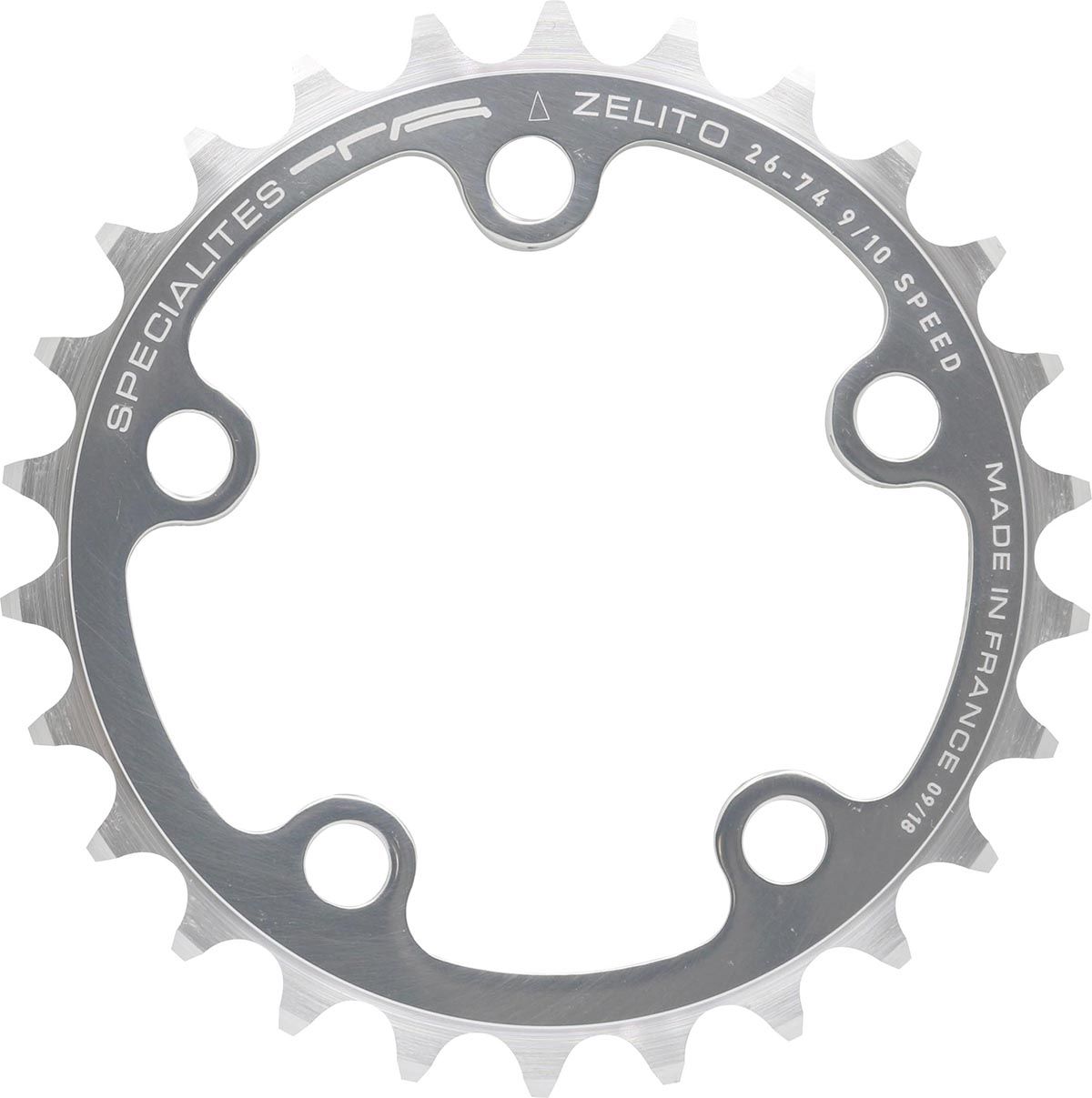 Specialites ta kettingblad zelito (9s/10s) steek 74 binnen zilver (shimano/campa/sram binnen. trippe
