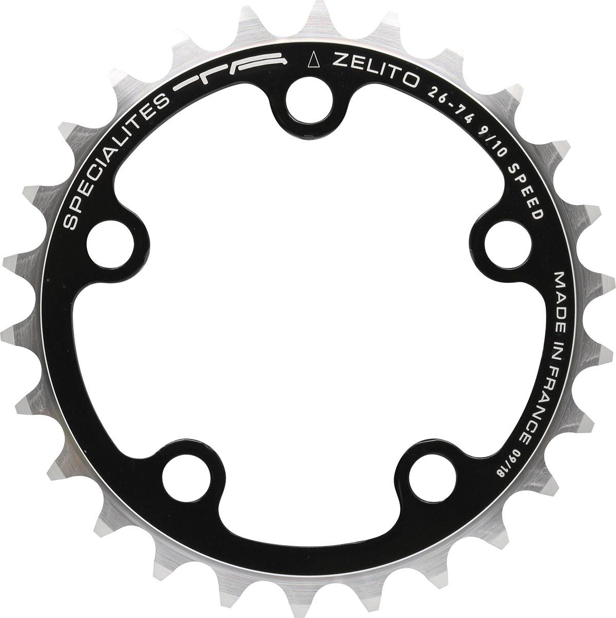 Specialites ta kettingblad zelito (9s/10s) steek 74 binnen zwart (shimano/campa/sram binnen. trippel